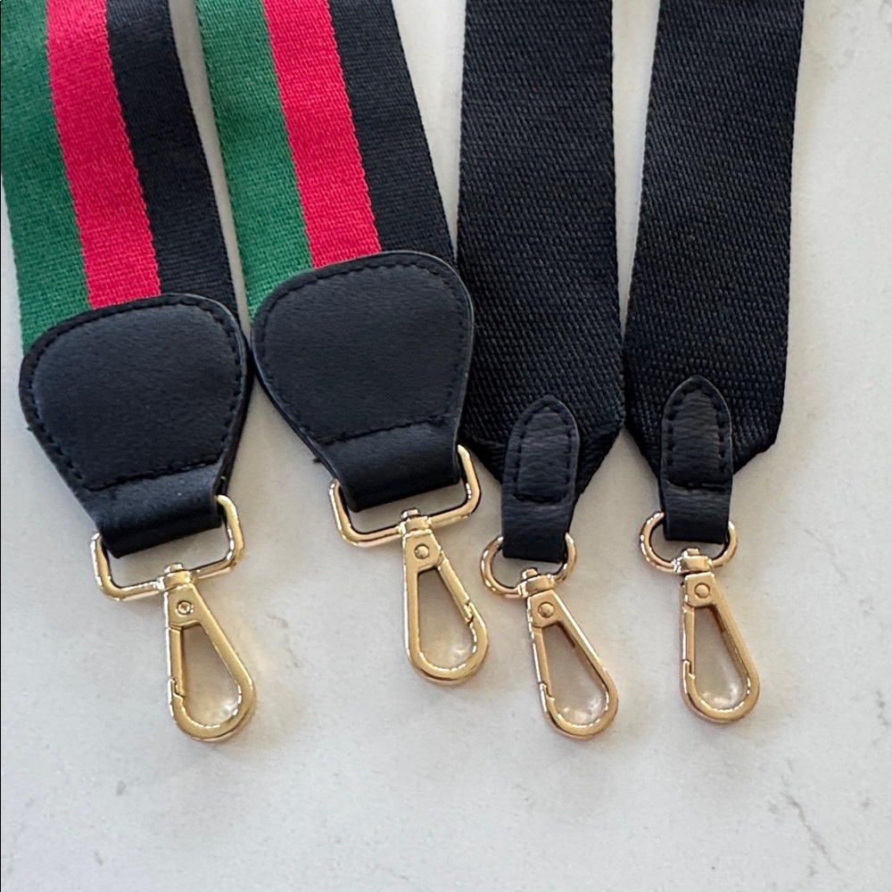 Stylish Black and Striped Bag Straps Set of 2 NWOT ✨ - Picture 4 of 4